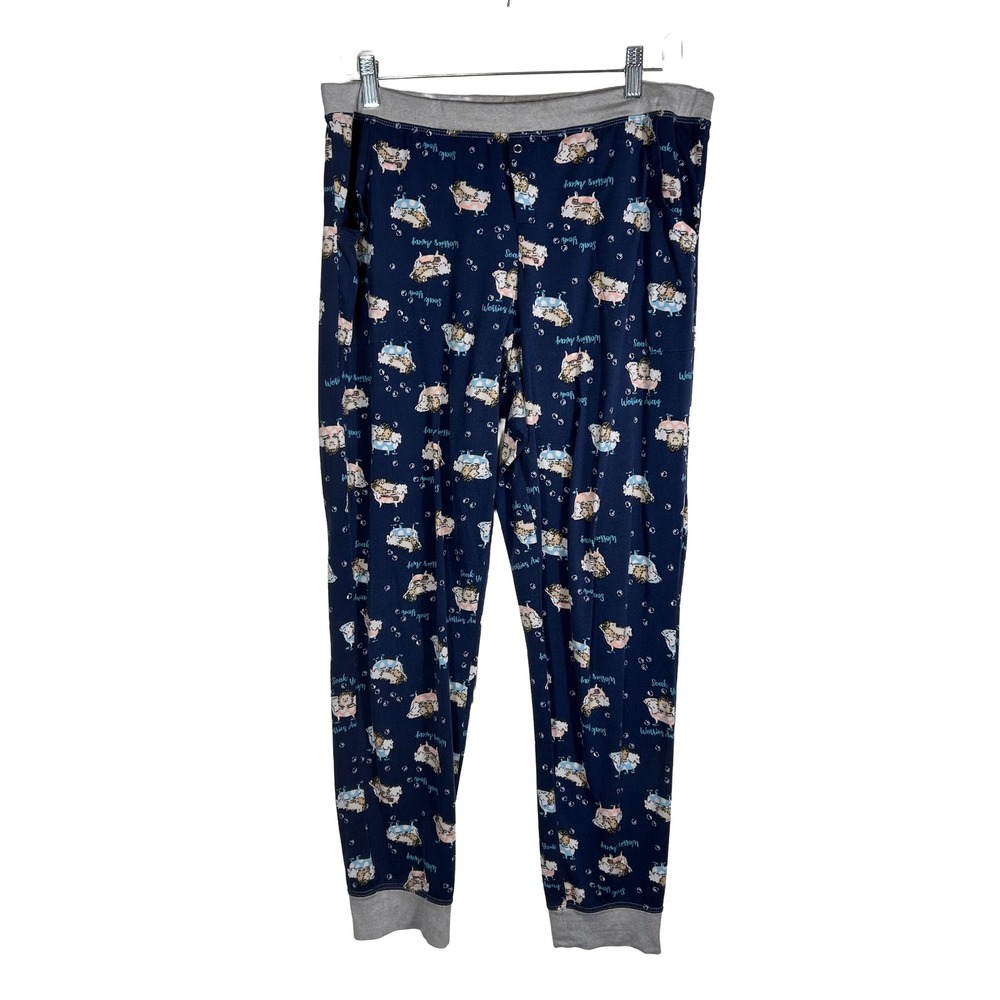 Cuddl Duds Mens Hedgehog Soak Your Worries Away Pajama Jogger Pants Navy Blue M